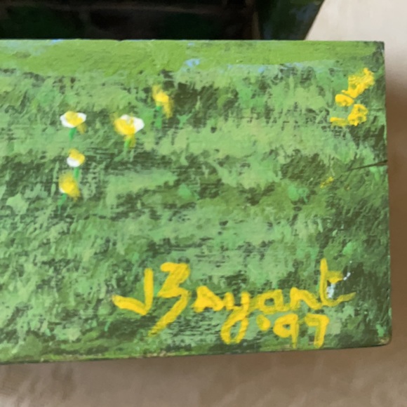 Stunning signed covered bridge hand painted artesian jewelry, trinket box - Picture 4 of 14